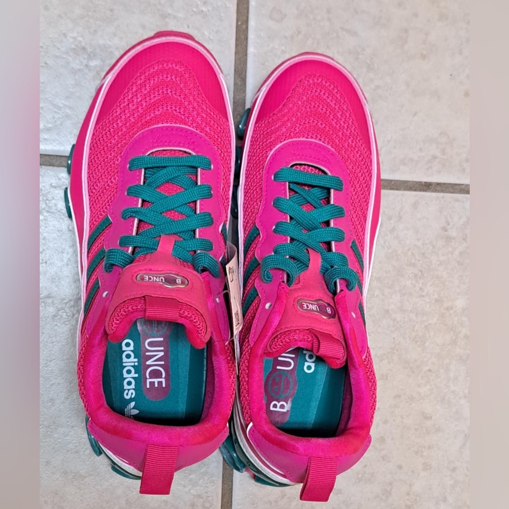 Adidas Originals Microbounce T1 Shoe Size 7.5 Women's Shock Pink Green EF4886 - Picture 6 of 12